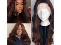 #4 Colored Body Wave Lace Front Human Hair Wigs Pre Plucked